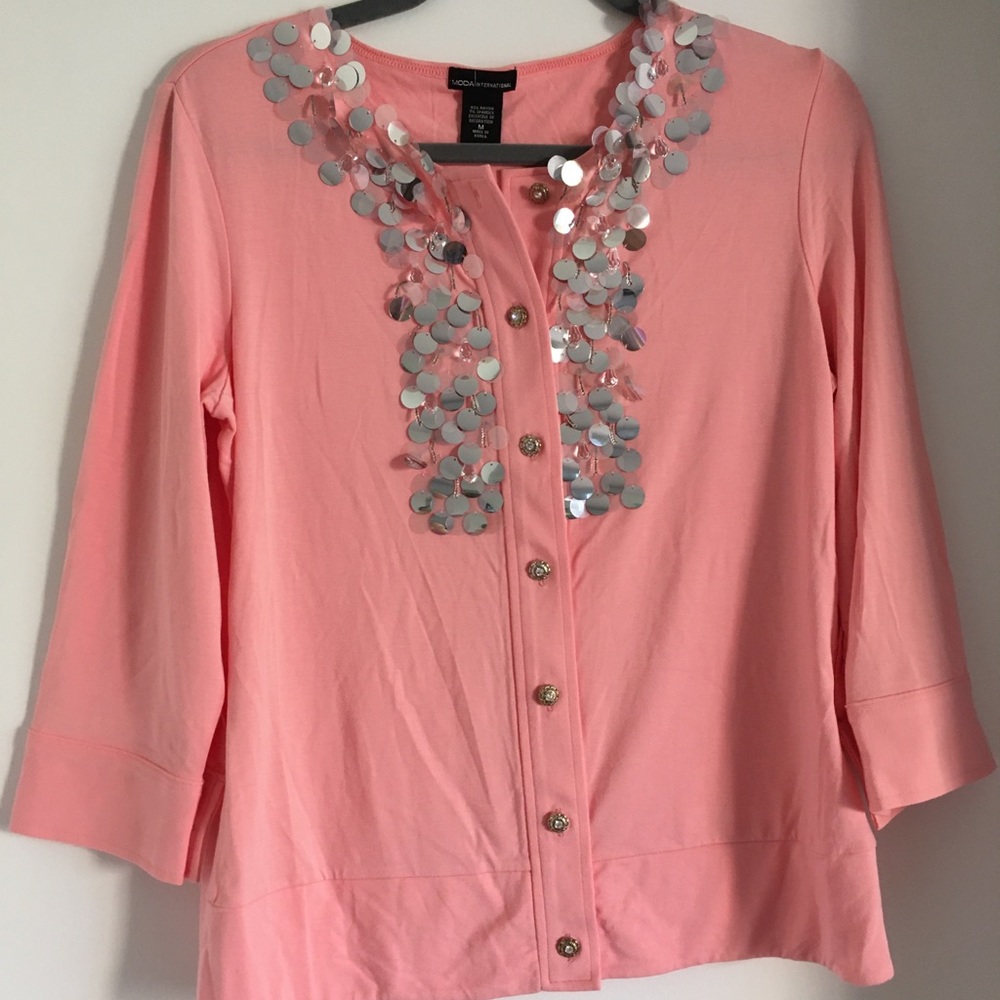 EUC Preppy pink beaded cardigan - Picture 4 of 6